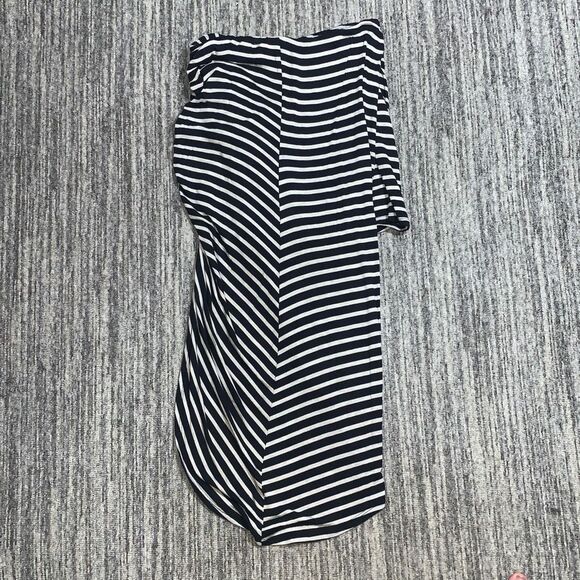 Entro Women's Medium Black Tan Stripe Jersey Knit Knotted Layered‎ Midi Skirt - Picture 9 of 9